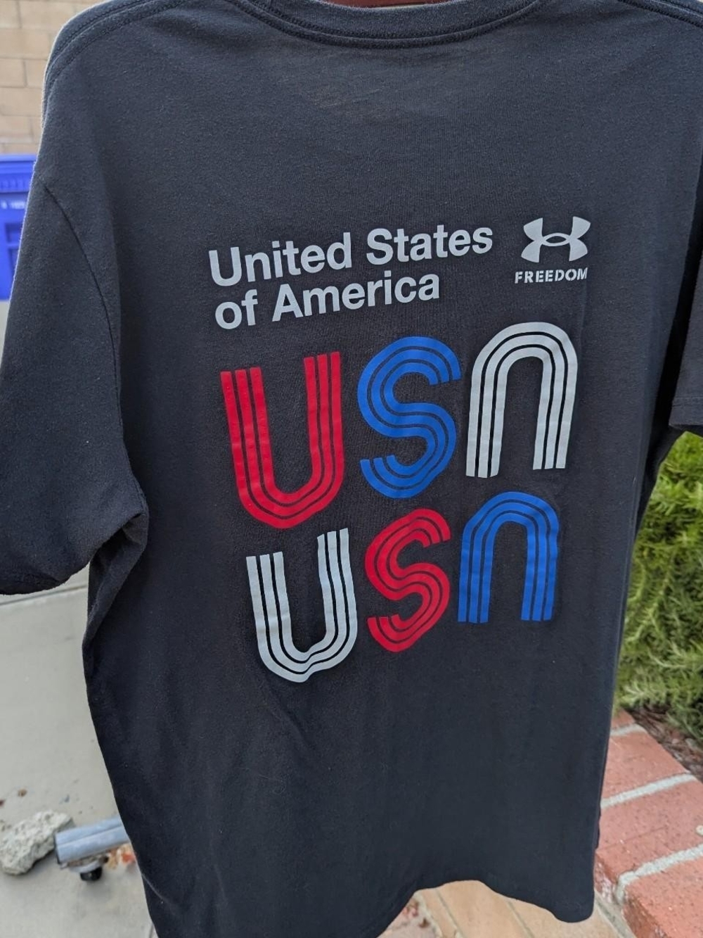 Under Armour Black Short-Sleeve Tee with Red, Blue and White USA Graphic